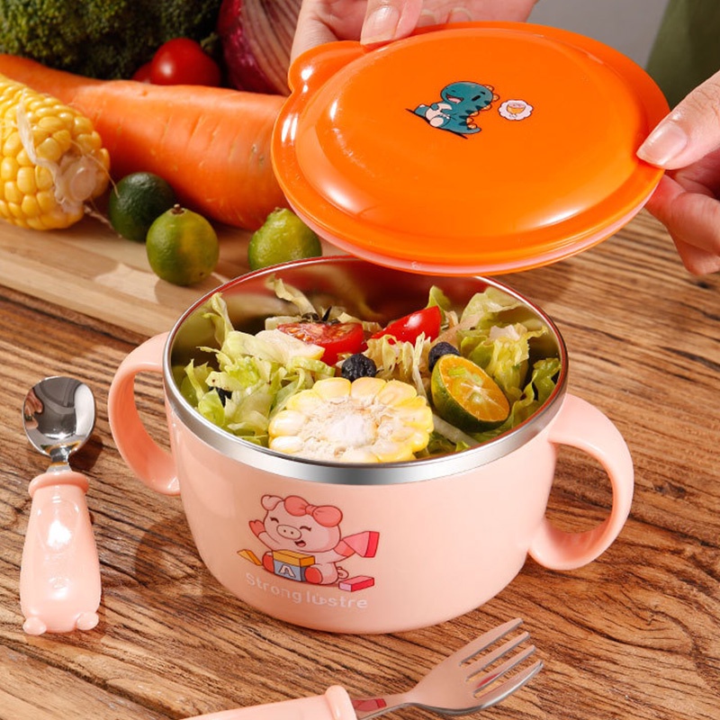 Bát Ăn Dặm Cách Nhiệt Bằng Thép Không Gỉ 316 Có Nắp Đậy Tiện Lợi Dành Cho Bé