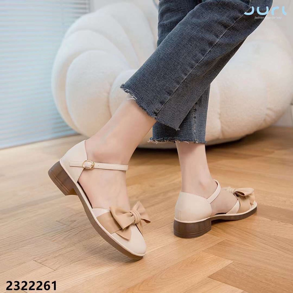 Giày Nữ 3P Mũi Vuông Nơ Vải Phong Cách Hàn Quốc Mã LTP5