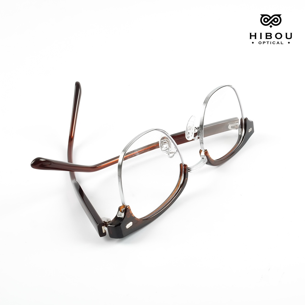 Gọng kính cận nam nữ clubmaster GT2114 Hibou Optical làm khuôn mặt nhỏ gọn hơn - Chuyên lắp mắt cận loạn siêu mỏng