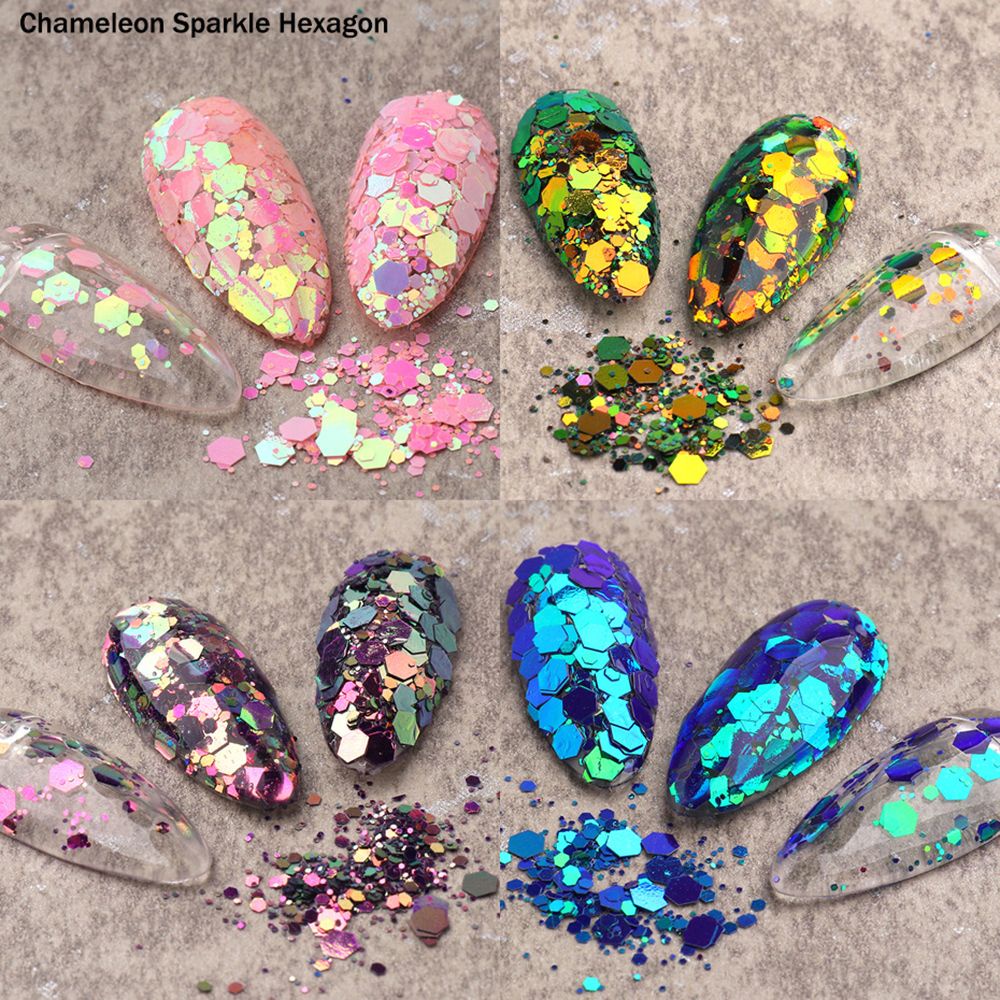 1 Hộp Lá Kim Tuyến Lục Giác Lấp Lánh Trang Trí Móng Tay