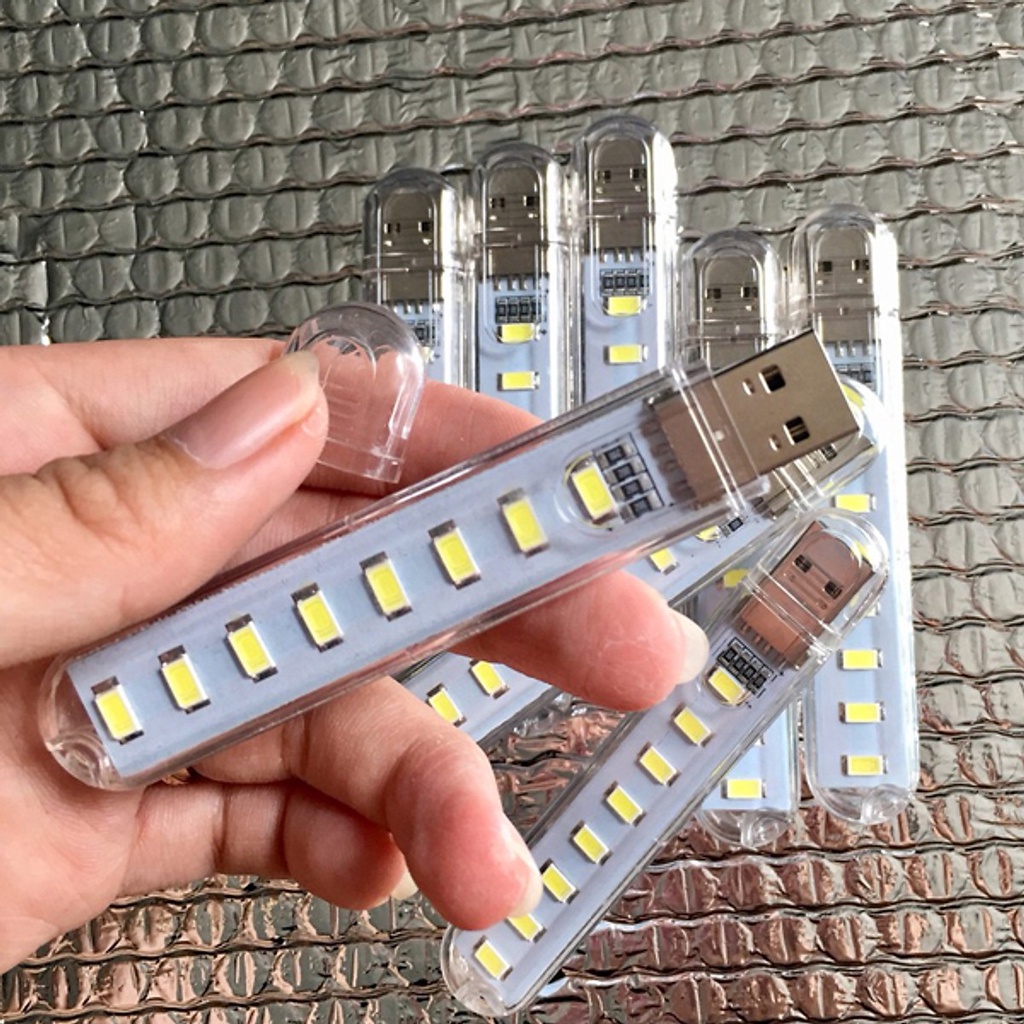 Đèn Led USB 8 bóng trong suốt ánh sáng Trắng | Vàng ấm