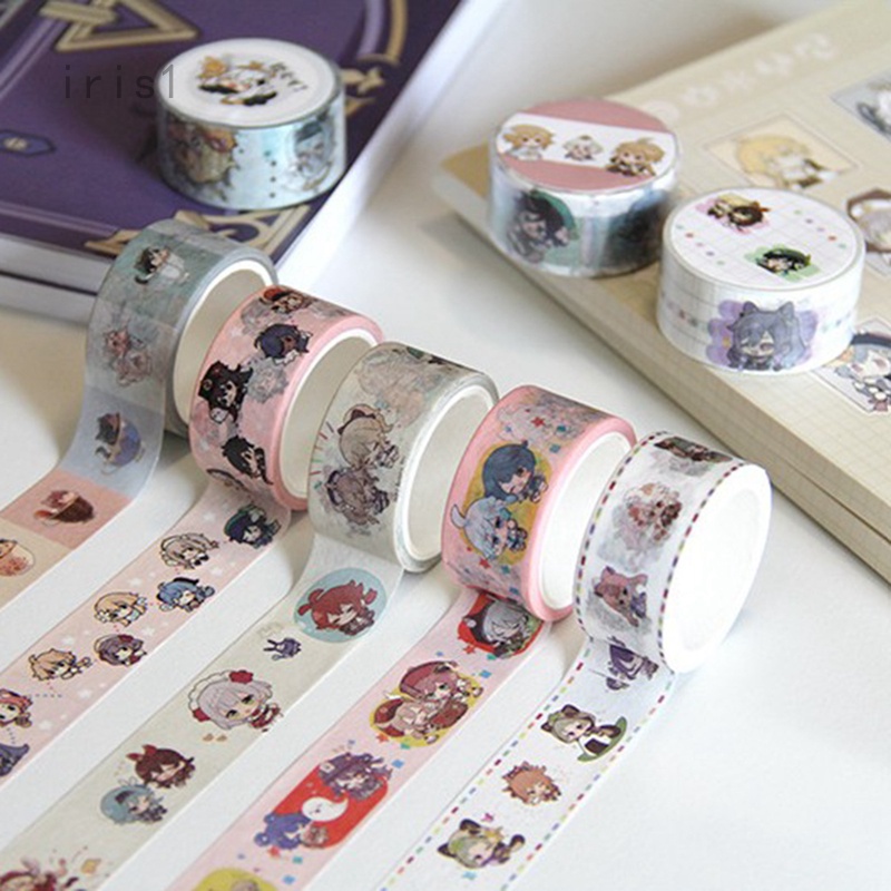 Cuộn băng keo washi họa tiết anime Genshin dùng trang trí sổ tay