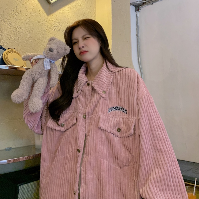 ZHELIHANGFEI Áo Khoác Form Rộng Tay Dài Theo Phong Cách Retro Dễ Phối Đồ