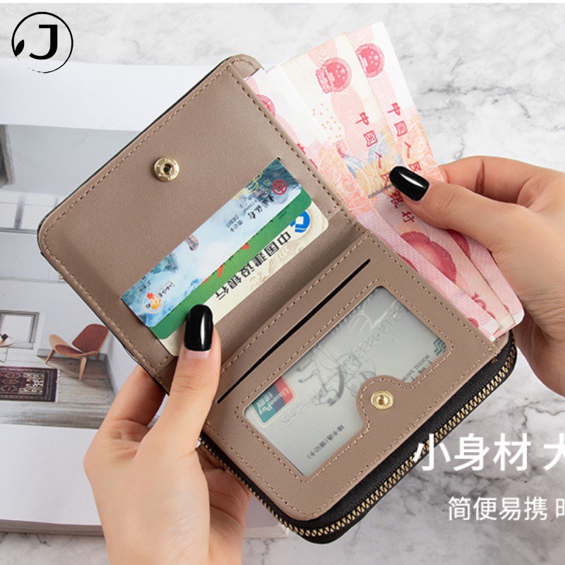 Ví Nữ Ngắn Cầm Tay Mini 2 gập thời trang Dáng Chất Liệu Đẹp Da PU Đựng Tiền Và Thẻ Tiện Lợi Cao Cấp Có Khóa Kéo nhỏ gọn Bóp Đựng Thẻ / Tiền Xu Cho Phụ Nữ