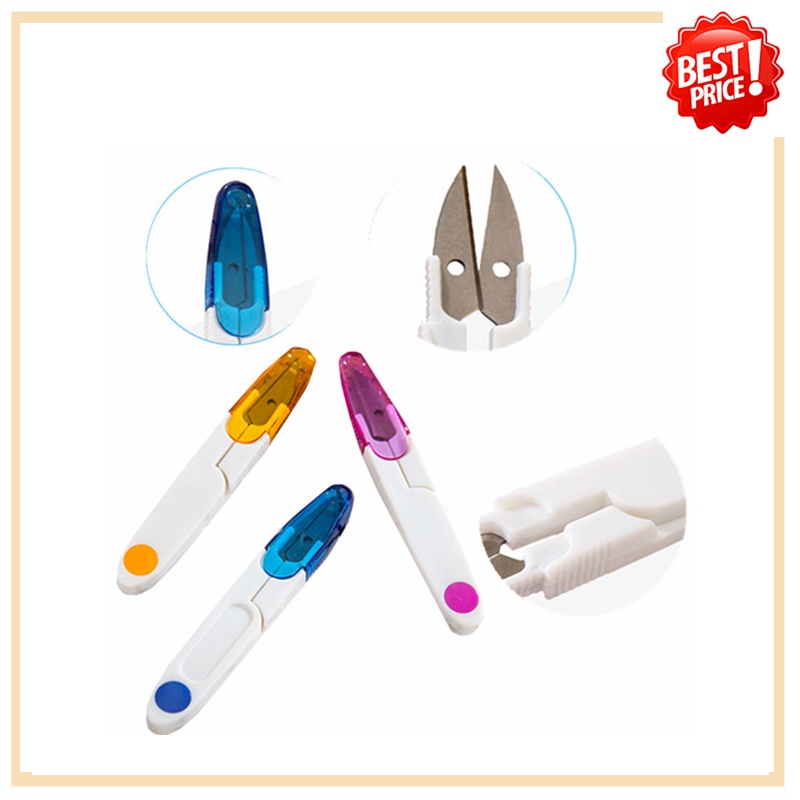 U-shaped Plastic Spring Yarn Scissors Cross Stitch Thread Head Scissors DIY Household Color Sewing Scissors
