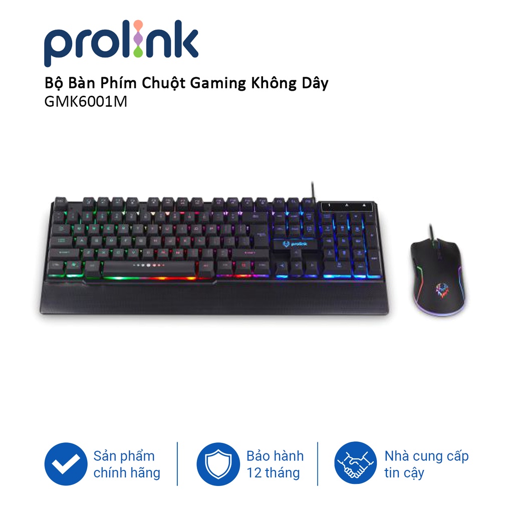 Bộ bàn phím chuột Gaming PROLiNK GMK6001M có LED nhiều màu, độ nhạy cao chuyên chơi game Esport