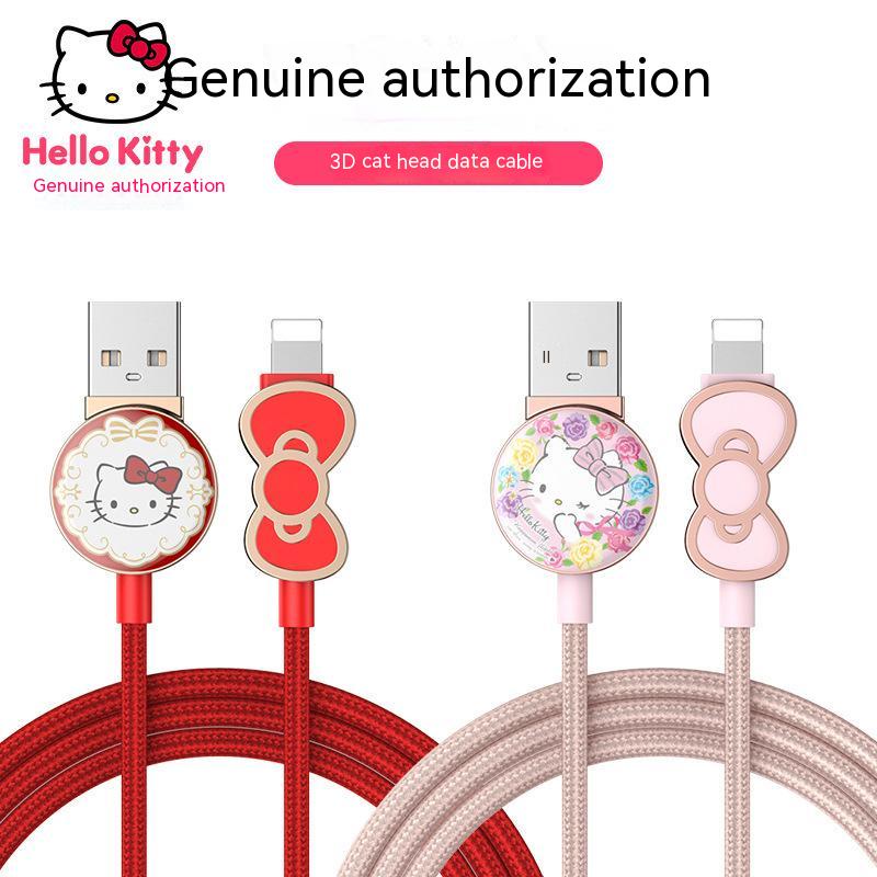 Cáp Sạc Nhanh Đầu Đơn 3D Bằng Hợp Kim Kẽm Dài 1m In Họa Tiết Hellokitty Cho Android