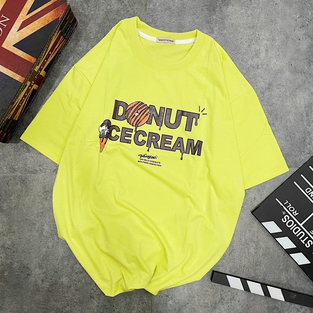 [Mã LT50 giảm 50k đơn 250k] Áo Thun Nam Nữ Unisex Form Rộng Tay Lỡ In Say Happy Hình Donut