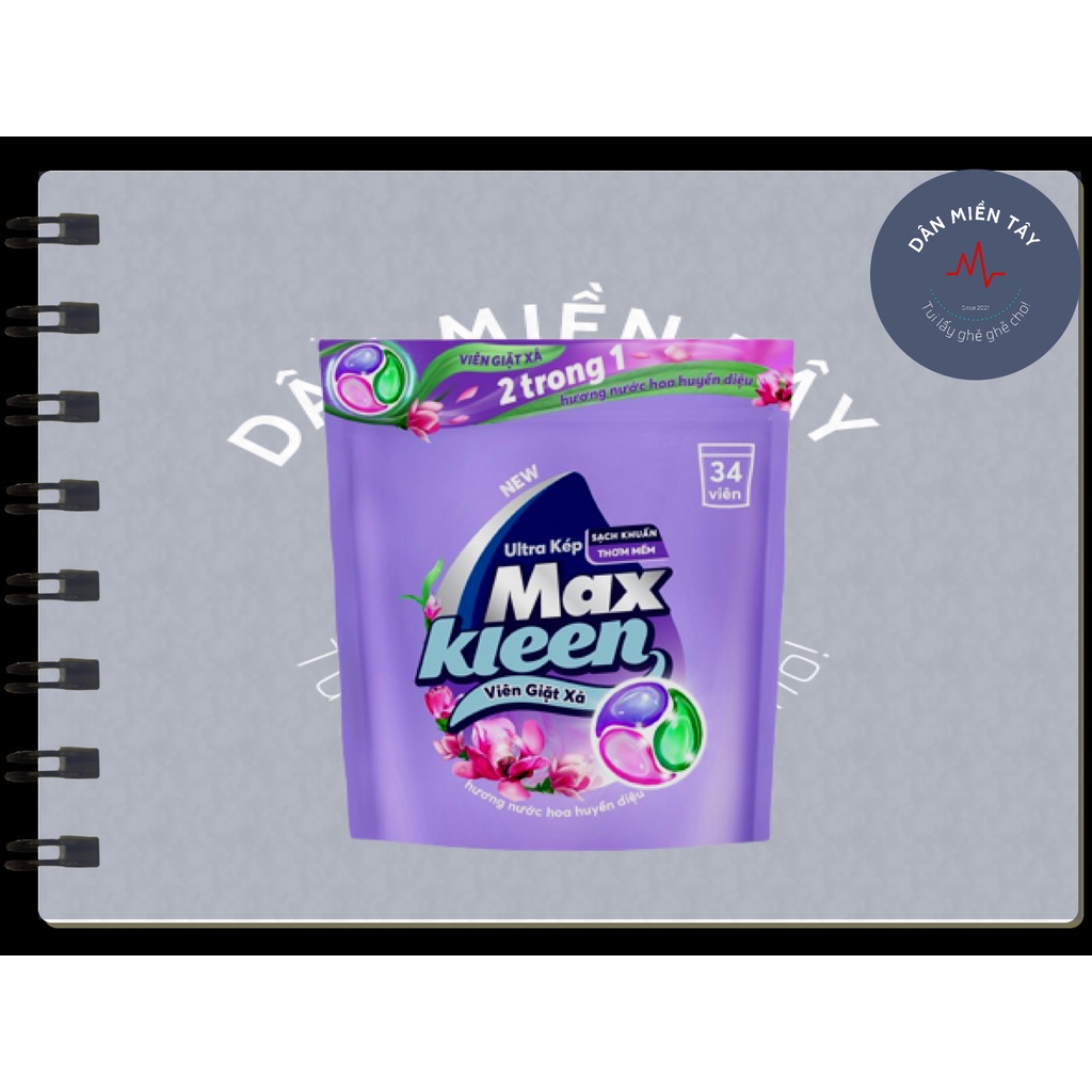 Viên Giặt Xả MaxKleen 2 Trong 1 Hương Nước Hoa Huyền Diệu (34 viên/túi)