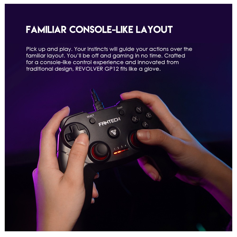 Tay Cầm Chơi Game FANTECH GP12 REVOLVER Dùng Được Cho PC, Console, Smart TV... 4 Chế Độ - Hàng Phân Phối Chính Hãng