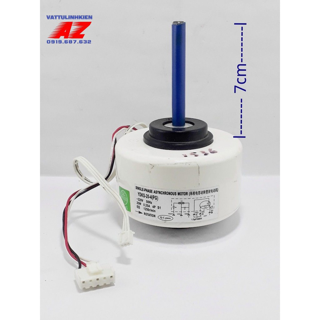 Motor quạt màn lạnh điều hòa treo tường AC220V-20W, 6 dây, trục 7cm