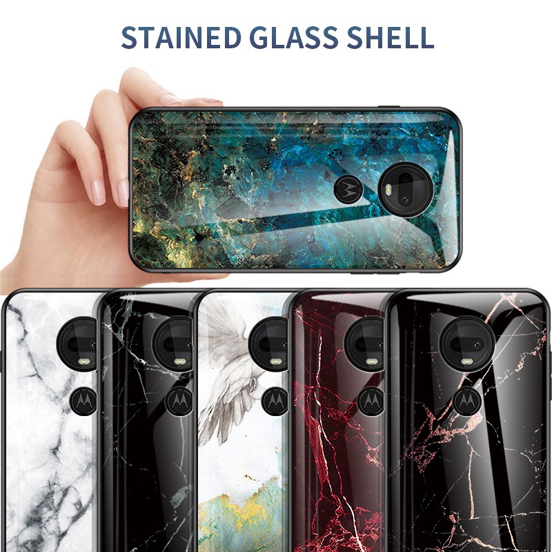 Motorola MOTO G5S G6 G7 G8 Plus Play Power Tempered Glass Phone Case Hard Cover