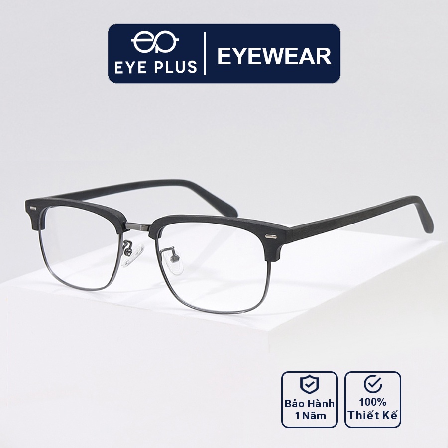 Gọng kính cận thời trang EYE PLUS nam nữ dáng vuông to phủ vân gỗ độc đáo VGKL-H004B