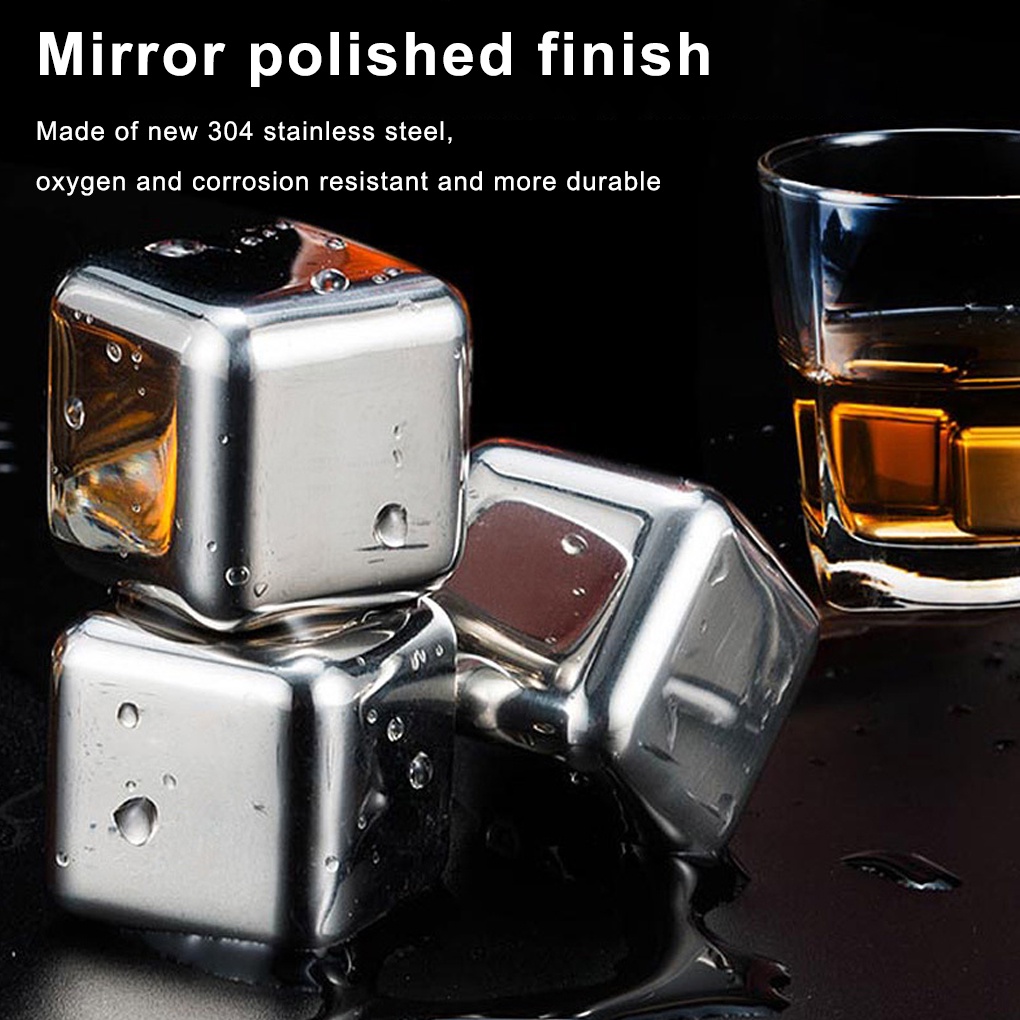 Pub Wine Chilling Cooling Stones Drinks Stainless Steel Ice Cubes Birthday Party Cooler Rock Bartender Accessories ELEN