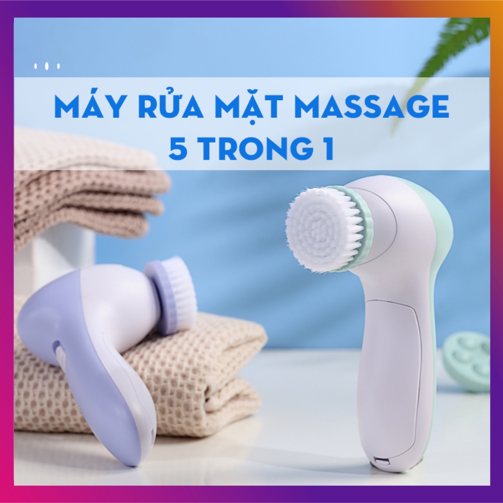 Máy rửa mặt massage 5 trong 1 - Máy mát xa toàn thân, tẩy tế bào chết, làm sạch da siêu rẻ Đánh bay bụi bẩn dầu nhờn