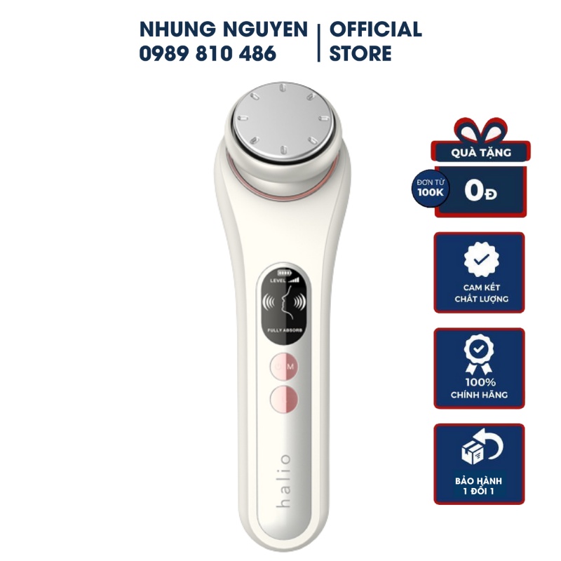 Máy Đẩy Tinh Chất Dưỡng Trắng Nóng Lạnh Halio Ion Hot & Cool Beauty Device, Hàng Chính Hãng - Màu Trắng