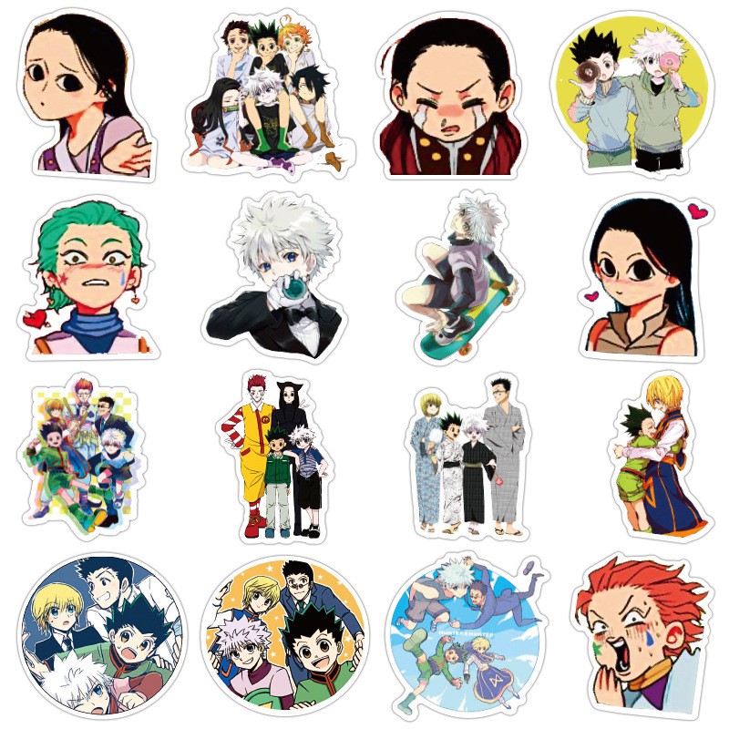 Miếng dán Sticker Anime Manga Hunter x Hunter (thợ săn) trọn bộ 50 hình - In rõ ràng sắc nét khó tróc