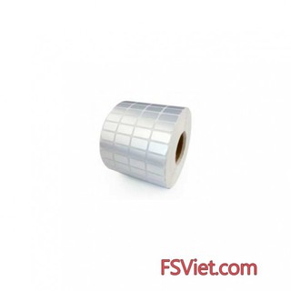 Giấy In Nhãn Decal Xi Bạc Kích Thước Tem 25x15mm, 4 Tem/Hàng, Cuộn 50m