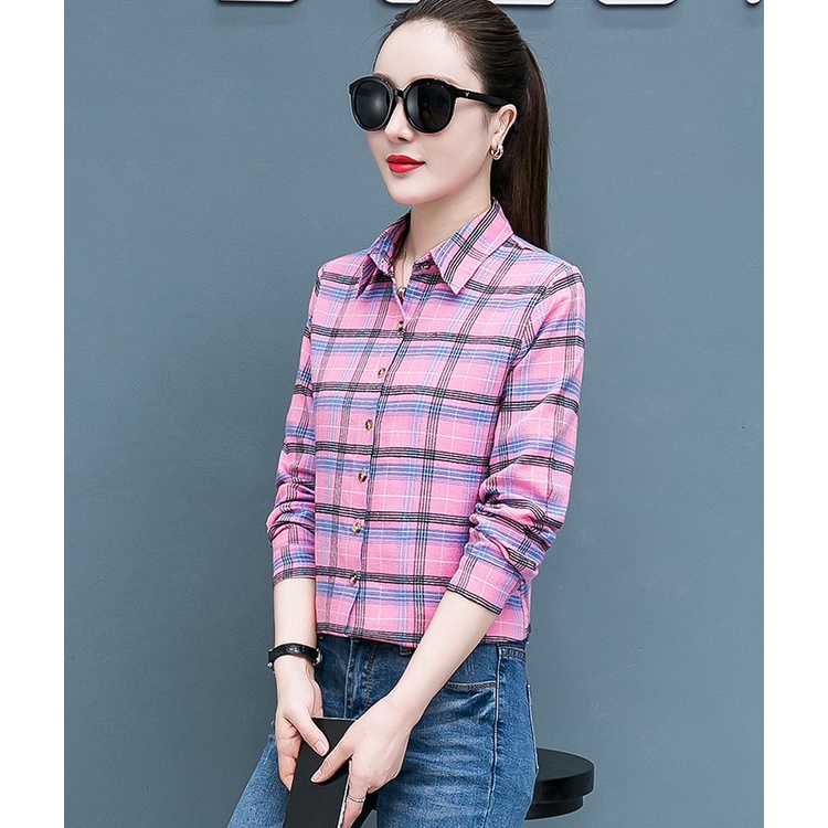 Sơ mi nữ,áo sơ mi nữ hoạ tiết caro Sm22