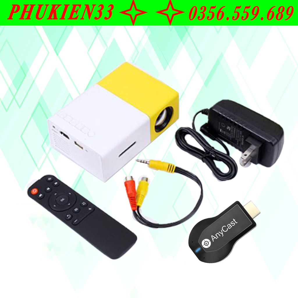 Máy chiếu mini LCD LED Projector YG300 tặng kèm HDMI không dây Anycast M9 Plus cao cấp