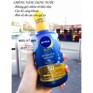 Xịt chống nắng body dạng nước nevea spf 50