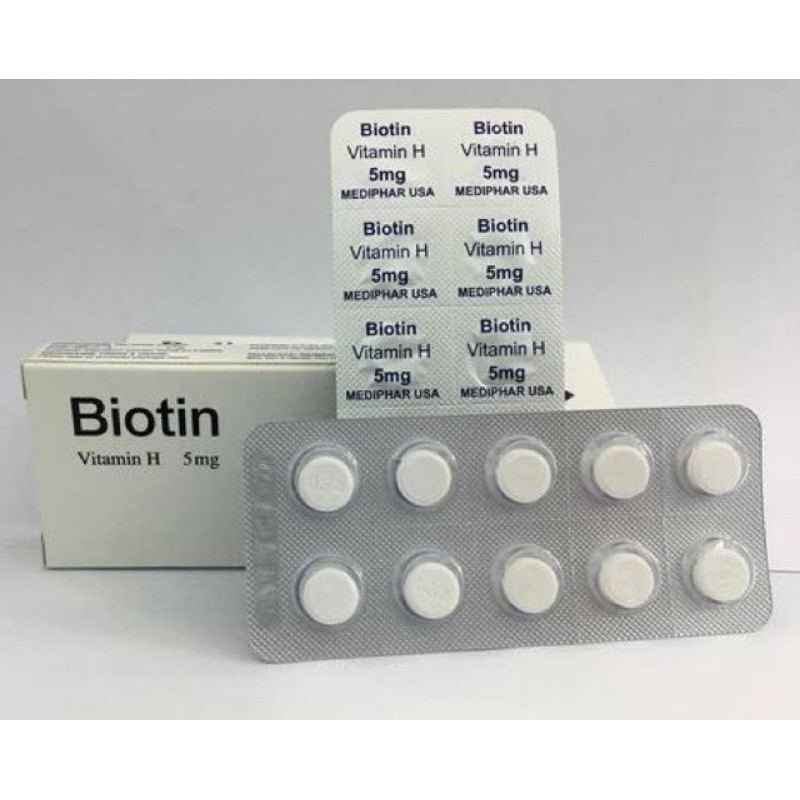 Viên uống biotin 5mg Vitamin H_ Giúp mọc tóc, kiềm dầu, kiểm soát nhờn da đầu, da mụn