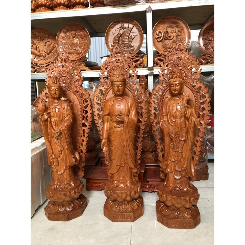 Tượng Gỗ Tây Phương Tam Thánh Cao 40 cm