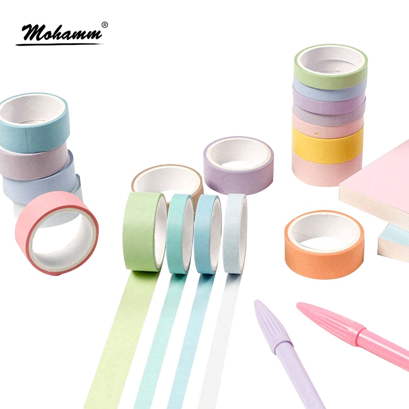 12 cuộn băng keo màu cầu vồng dùng trang trí washi
