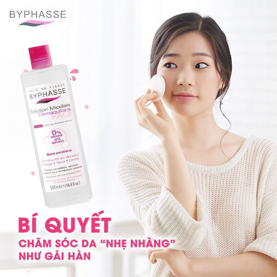 Nước tẩy trang sạch sâu Byphasse Solution Micallaire Face Tây Ban Nha 500ml giúp loại bỏ bụi bẩn bã nhờn sâu bên trong