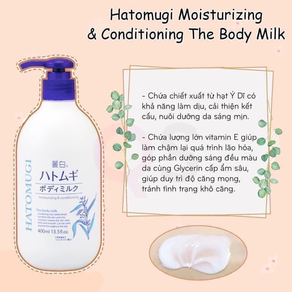 Sữa Dưỡng Thể Sáng Da Hatomugi Moisturizing &amp; Conditioning Body Lotion cấp ẩm, dịu da 400ml