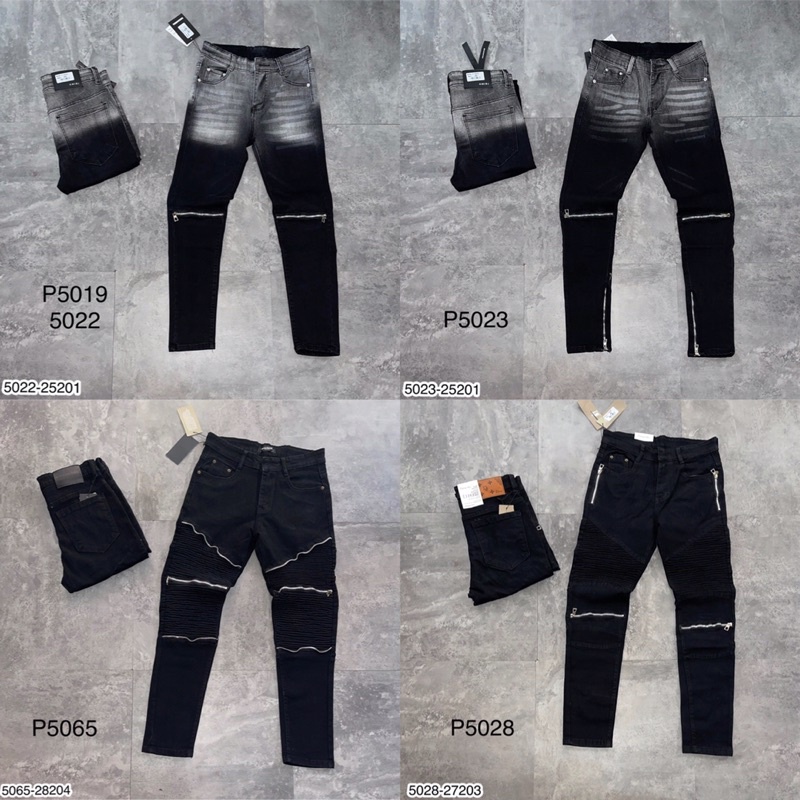 Quần Jeans Nam Đen Loang Khoá Zip Hot Trending - Quần Bò Nam Khoá Gối Siêu Đẹp
