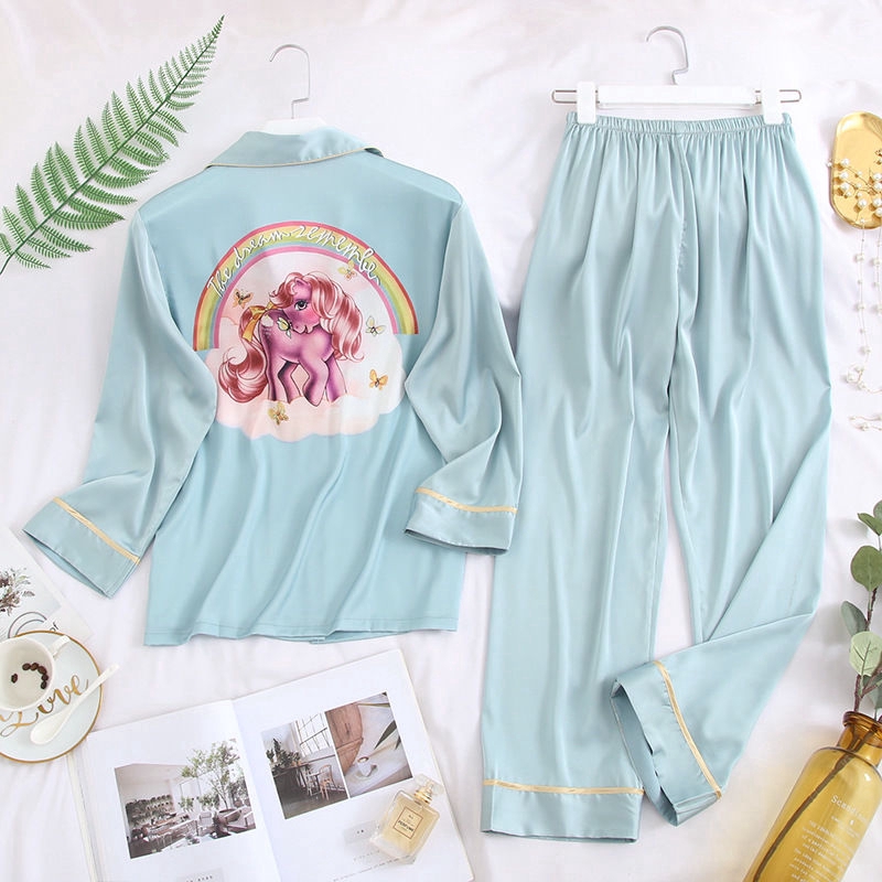 Bộ đồ ngủ dài tay in họa tiết thời trang gợi cảm cho nữ