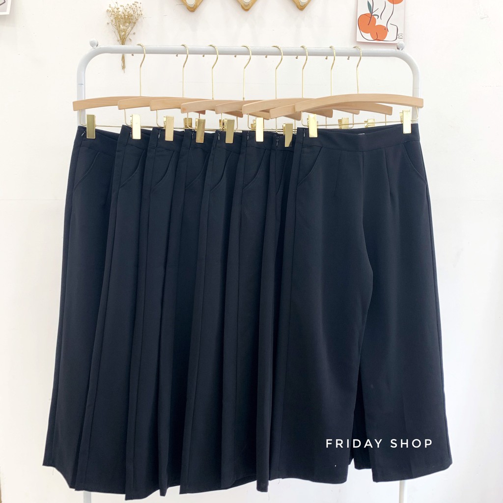 Quần culottes cạp cao dáng xuông ống rộng chất tuyết mưa không xù Friday | BigBuy360 - bigbuy360.vn