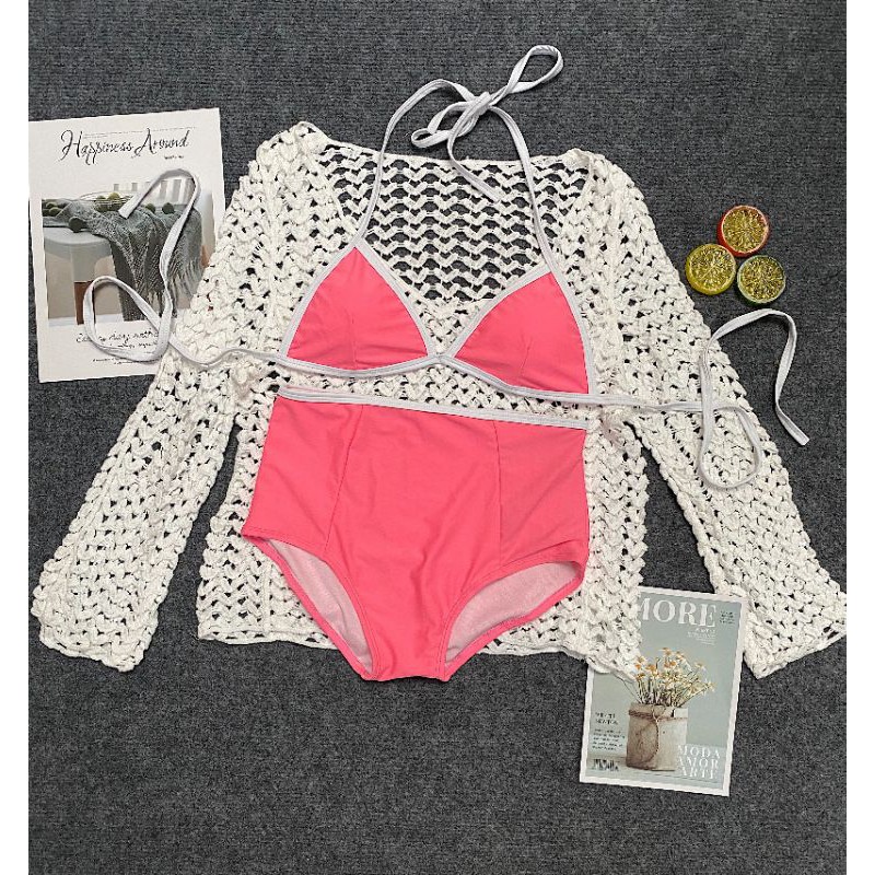 Bikini tam giác viền trắng (hình thật chụp sàn)