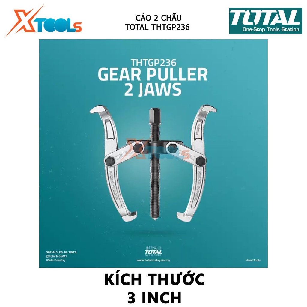 Cảo 2 chấu 3 inch TOTAL THTGP236 | cảo thủy lực Kích thước 3&quot;, Lực cảo tối đa 2000 kg, chất liệu bằng Cr-V, chịu nhiệt c