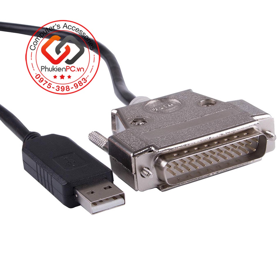 Dây cáp COM USB to DB25 (RS232) chân đực cho máy CNC FANUC AMADA Hitachi Brother chip FTDI size dài từ 1.8M 3M 5M