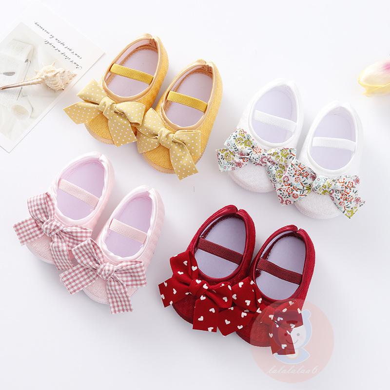 Giày Búp Bê Đế Mềm Chống Trượt Đính Nơ Xinh Xắn Cho Bé Gái LAA6