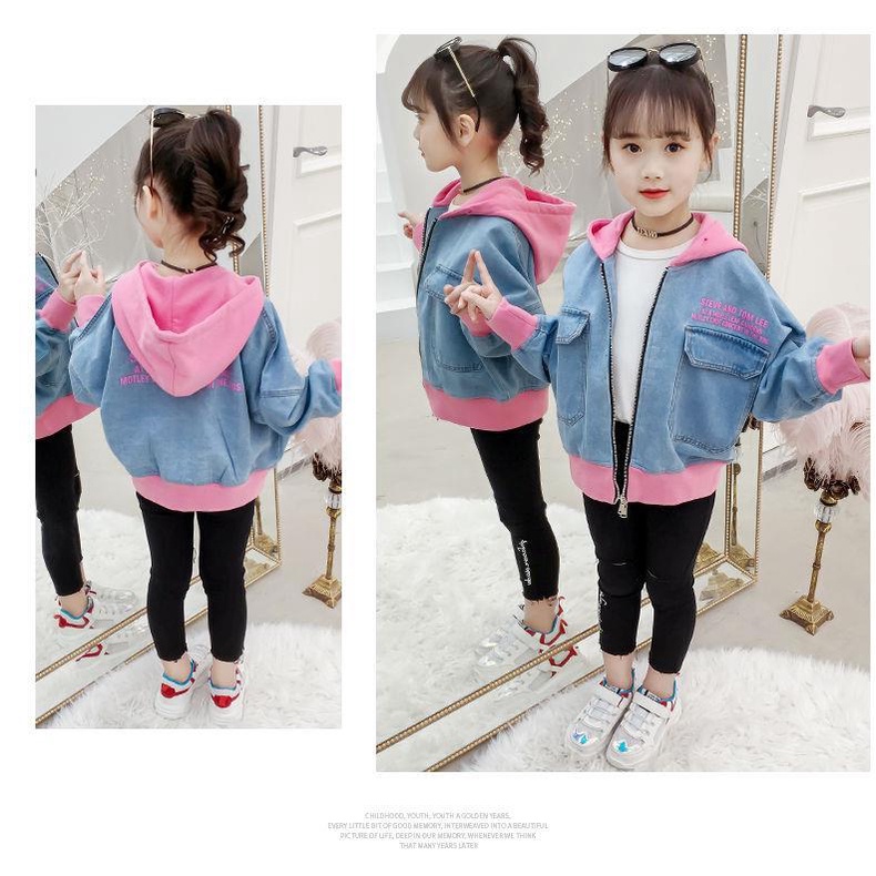 Áo khoác jean phong cách phương Tây thời trang xuân thu mới 2021 cho bé gái