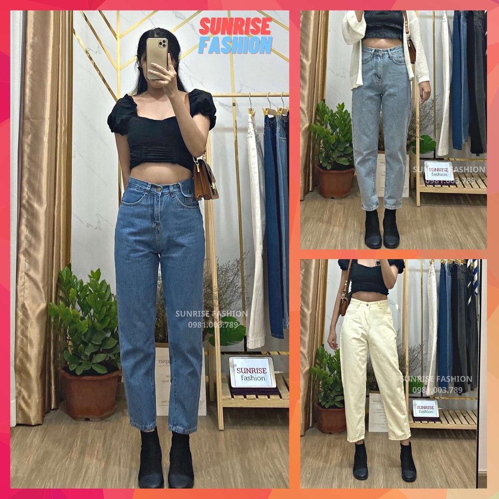 Quần jean baggy nữ cạp cao, quần bò baggy nữ lưng cao Sunrise Fashion S516