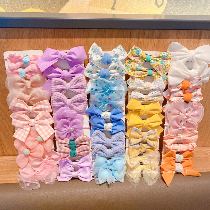 Set 10 Dây Cột Tóc Nơ Dễ Thương Cho Bé Gái