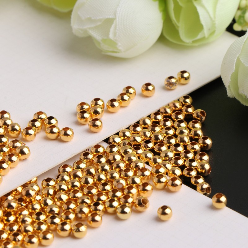 Set 200 Hạt Xỏ Lỗ Mạ Vàng 4mm Dùng Làm Trang Sức Diy