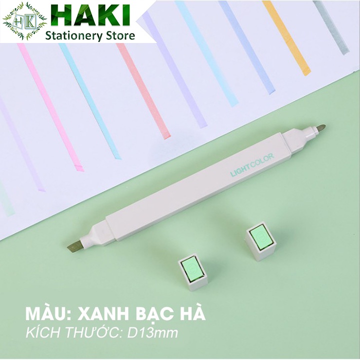 Bút dạ hai đầu màu Morandi màu xinh xắn tiện dụng, bút đánh dấu bút nhớ LIGHTCOLOR Bút Highlighter HAKI B08