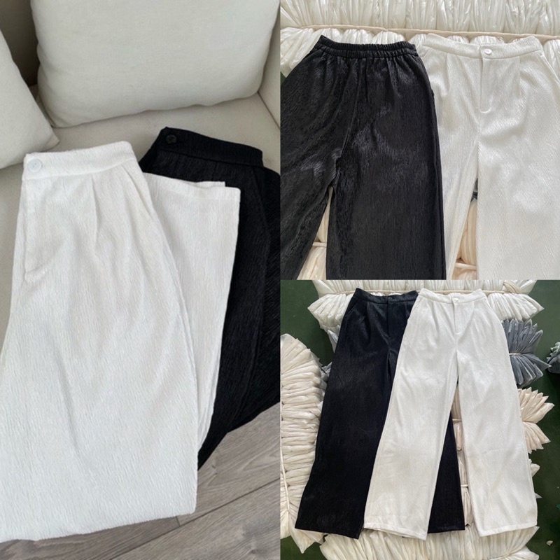 [Vải độc lạ]Quần ống rộng Tacta gân nhũ form dáng to rộng Hàn Quốc Quần ống  suông màu bắt mắt