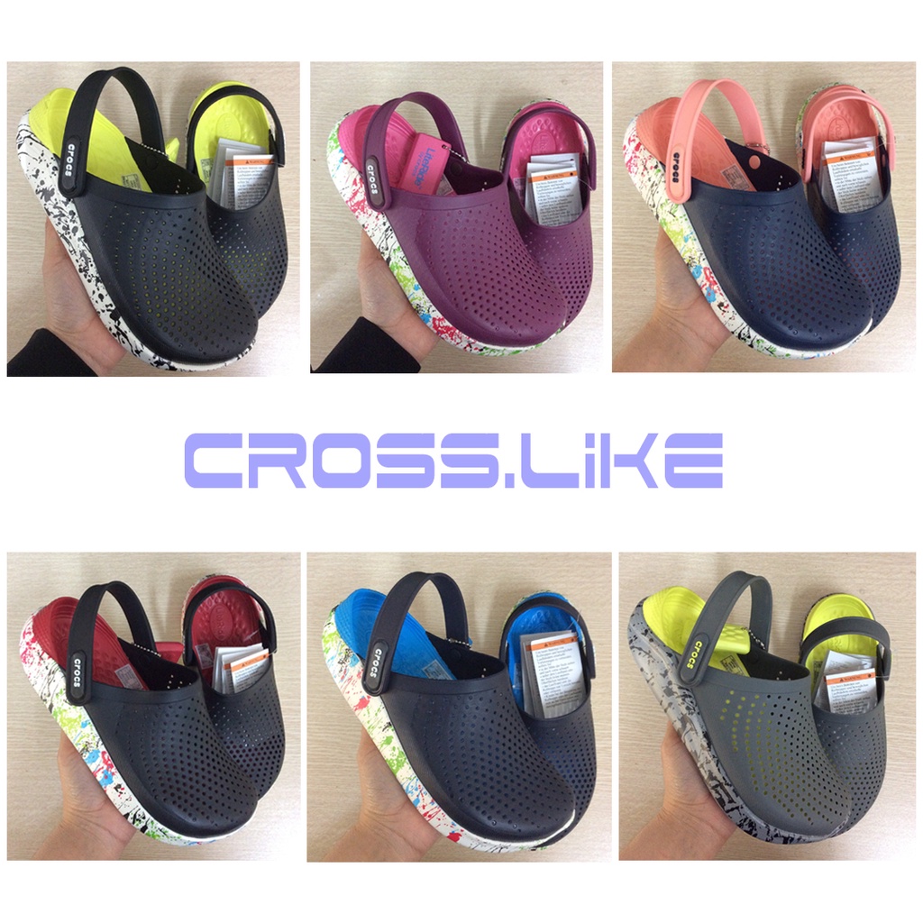 Dép sục nam nữ CROSS LITERIDE đế loang, sục nhựa siêu bền, đi mưa, mẫu mới phong cách hàng chuẩn xịn