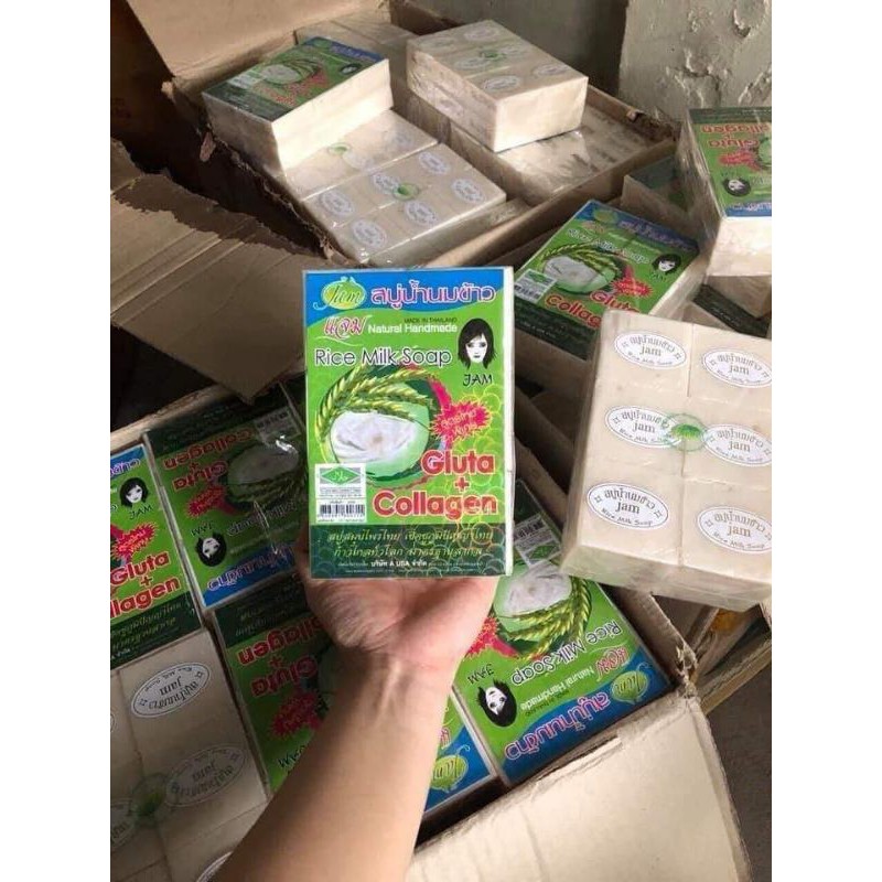 [ MẪU MỚI 2020 ] Nguyên Lốc 12 Cục Xà Phòng Cám Gạo Jam Rice Mild Soap Thái Lan