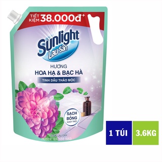 Nước lau sàn SUNLIGHT túi 3.6kg HOA HẠ & BẠC HÀ