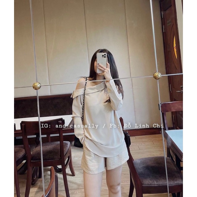 ♨✺ ⚡️LỆCH VAI⚡️Áo sơ mi lệch vai khuy sườn