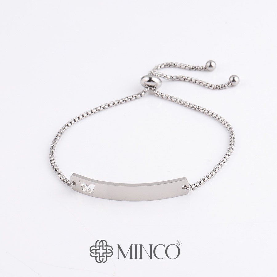 Lắc tay khắc tên Nữ Minco Accessories kiểu dáng xích xoắn sợi nhỏ hai màu vàng bạc phong cách Hàn Quốc LT61