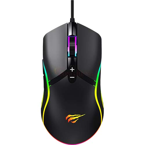 Chuột có dây Gaming Havit MS1026 - Hàng chính hãng - DPI 1000-6400, thiết kế cong thái học, LED REG độc đáo