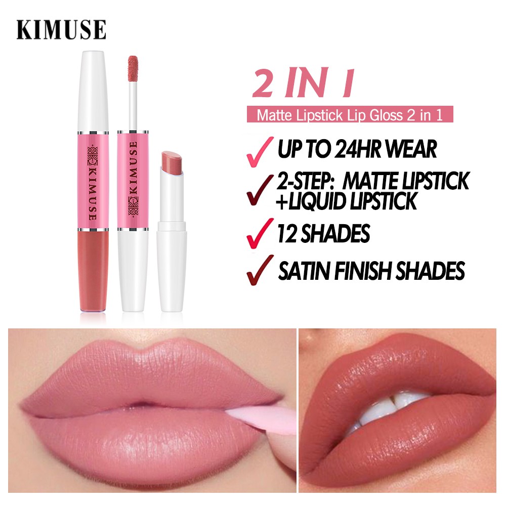 Thỏi Son Lì Tích Hợp Son Bóng Kimuse 2 Trong 1 Kết Hợp Màu Nhung Mịn 12 Màu Tùy Chọn 30g | BigBuy360 - bigbuy360.vn